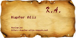 Kupfer Aliz névjegykártya